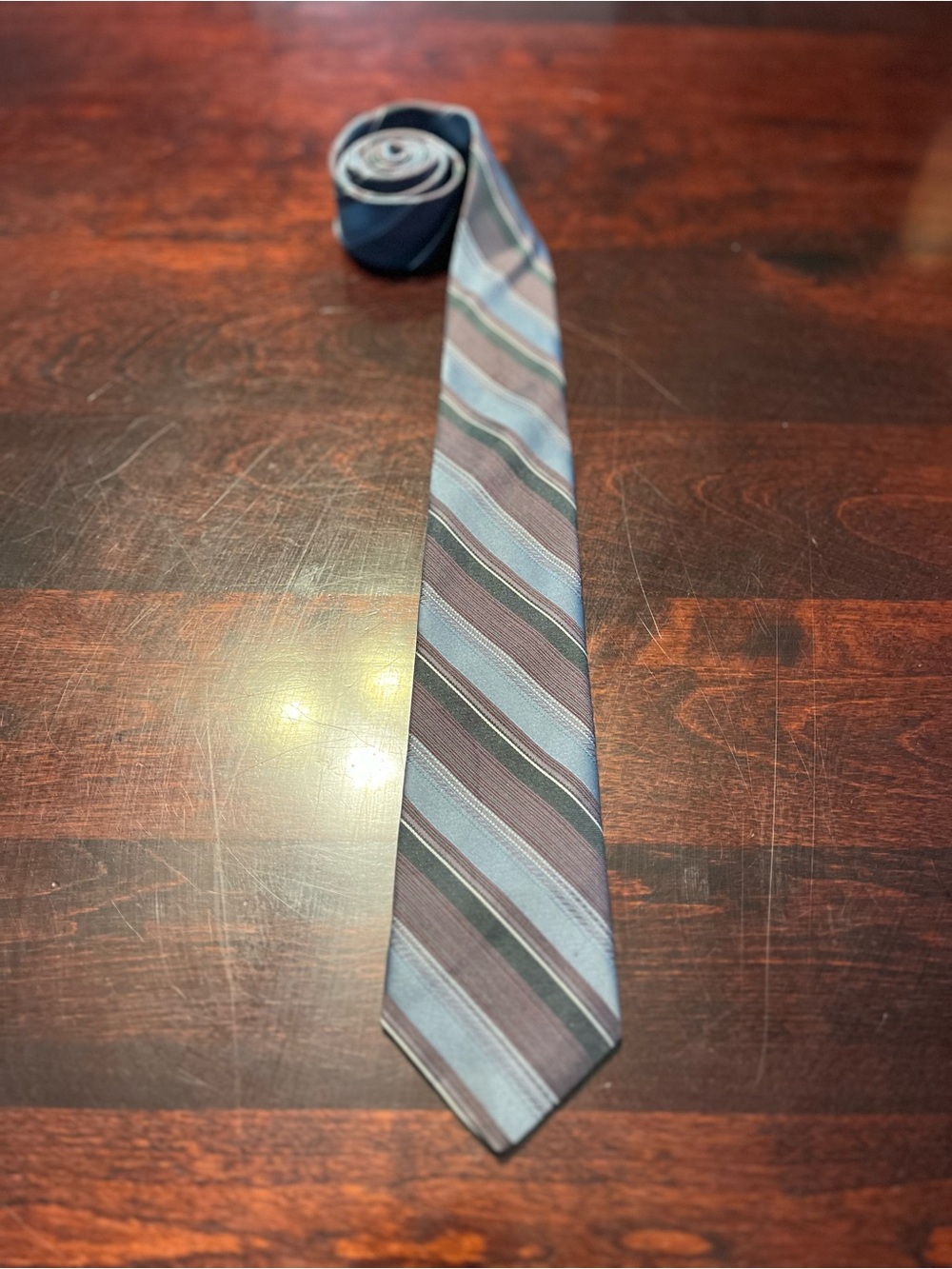 Striped Men's Dress Tie in Blue and black